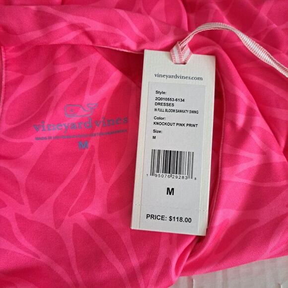 Vineyard Vines Women's In Full Bloom Sankaty Swing Dress Neon Pink UPF 50 Sz M - Picture 8 of 9